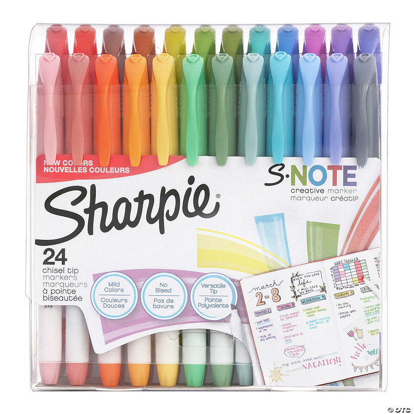 Sharpie S-Note Creative Markers, Highlighters, Assorted Colors, Chisel Tip, 24 Count Image