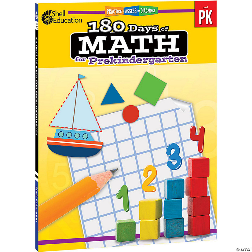 Shell Education 180 Days of Math Workbook, Grade PreK Image