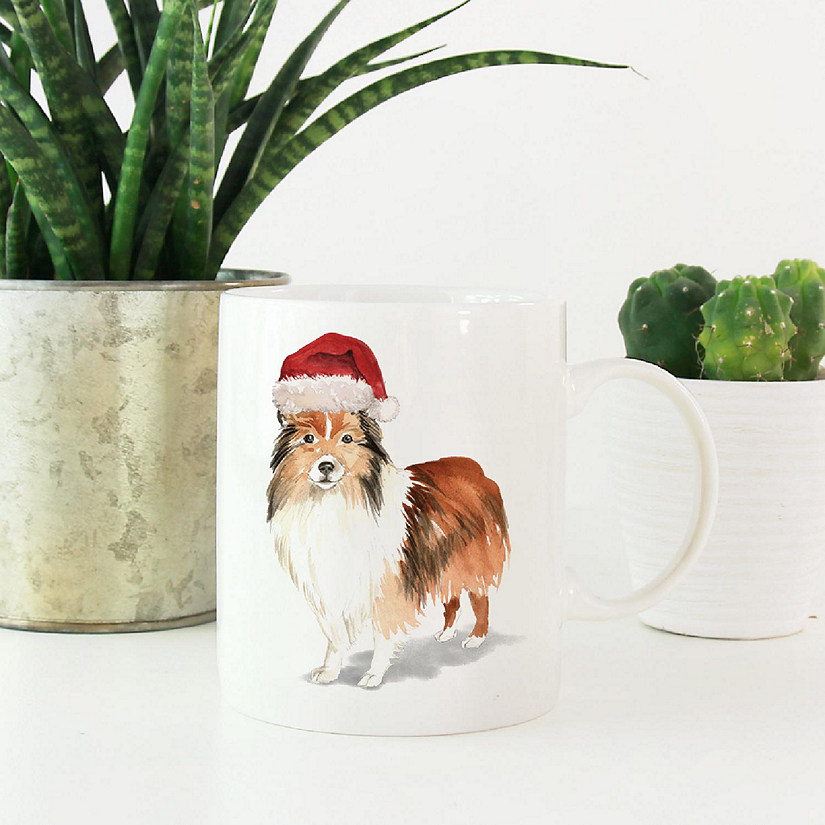 Shetland Sheepdog Santa Hat Ceramic Mug Image