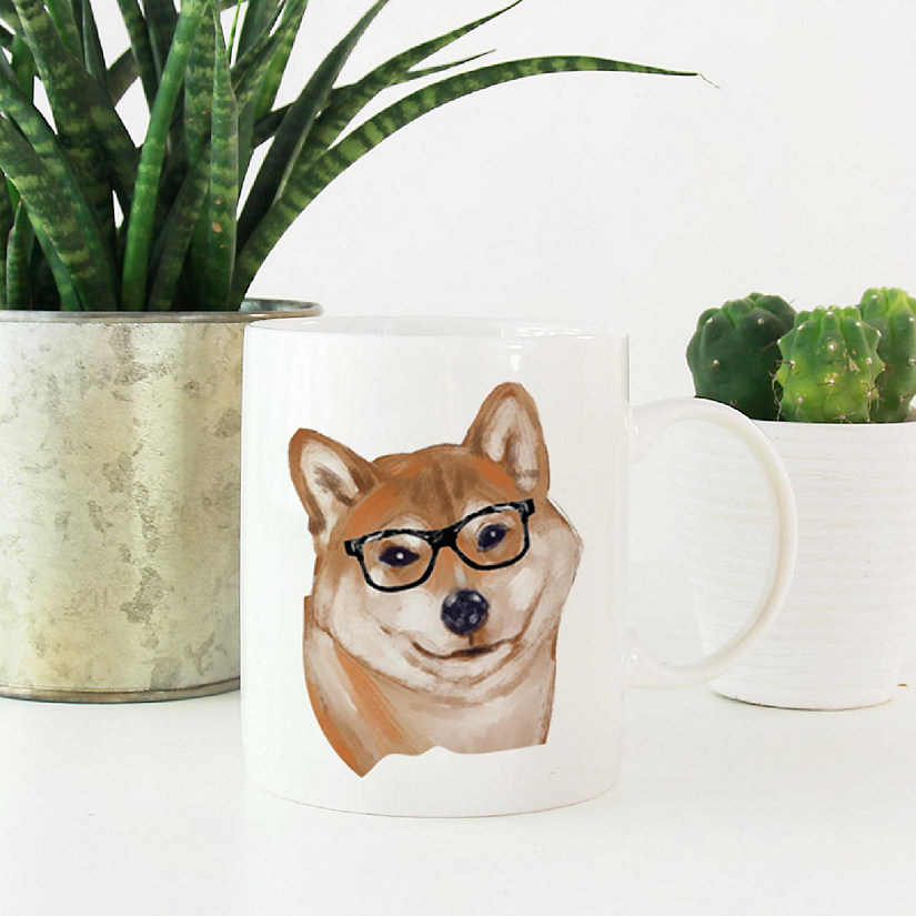 Shiba Inu Black Glasses Ceramic Mug Image
