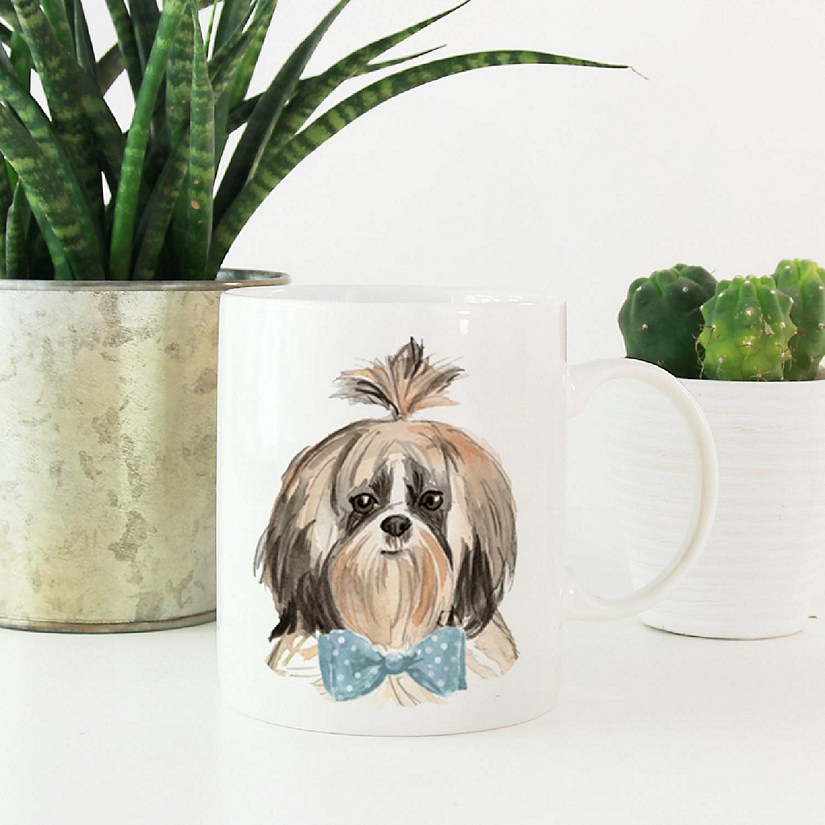 Shih Tzu Blue Bow Ceramic Mug Image