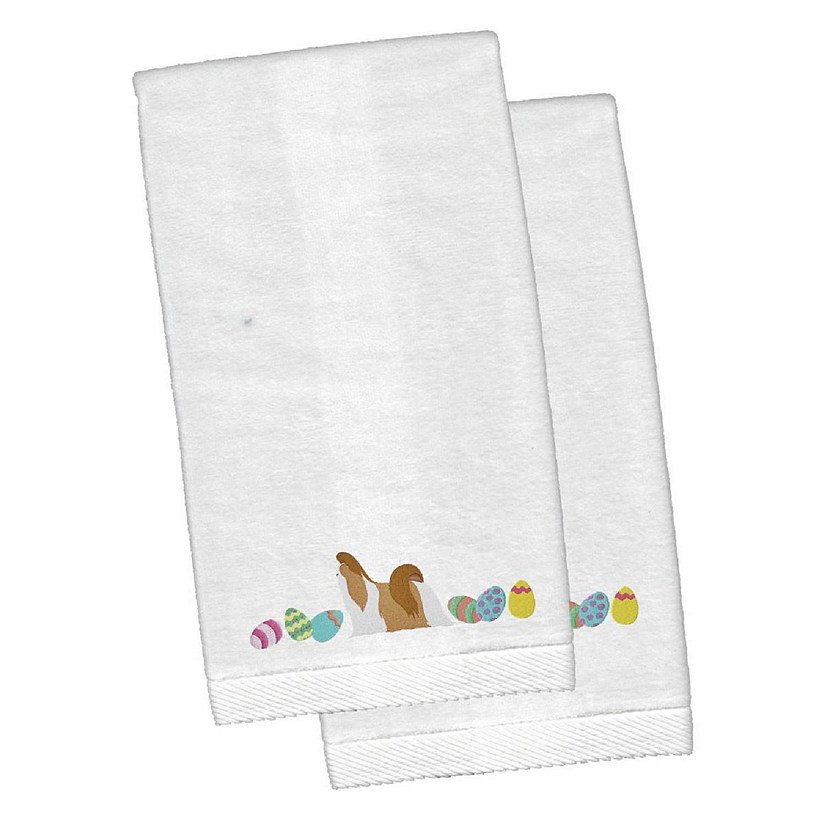 Shih Tzu Easter White Embroidered Plush Hand Towel - Set of 2 Image