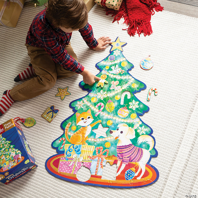 Shimmery Christmas Tree Floor Puzzle Image