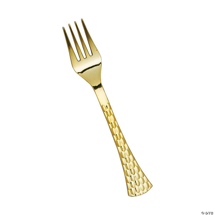 Shiny Gold Glamour Cutlery Disposable Plastic Forks (168 Forks) Image