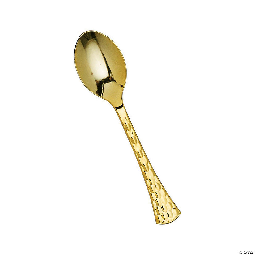 Shiny Gold Glamour Cutlery Disposable Plastic Spoons (168 Spoons) Image