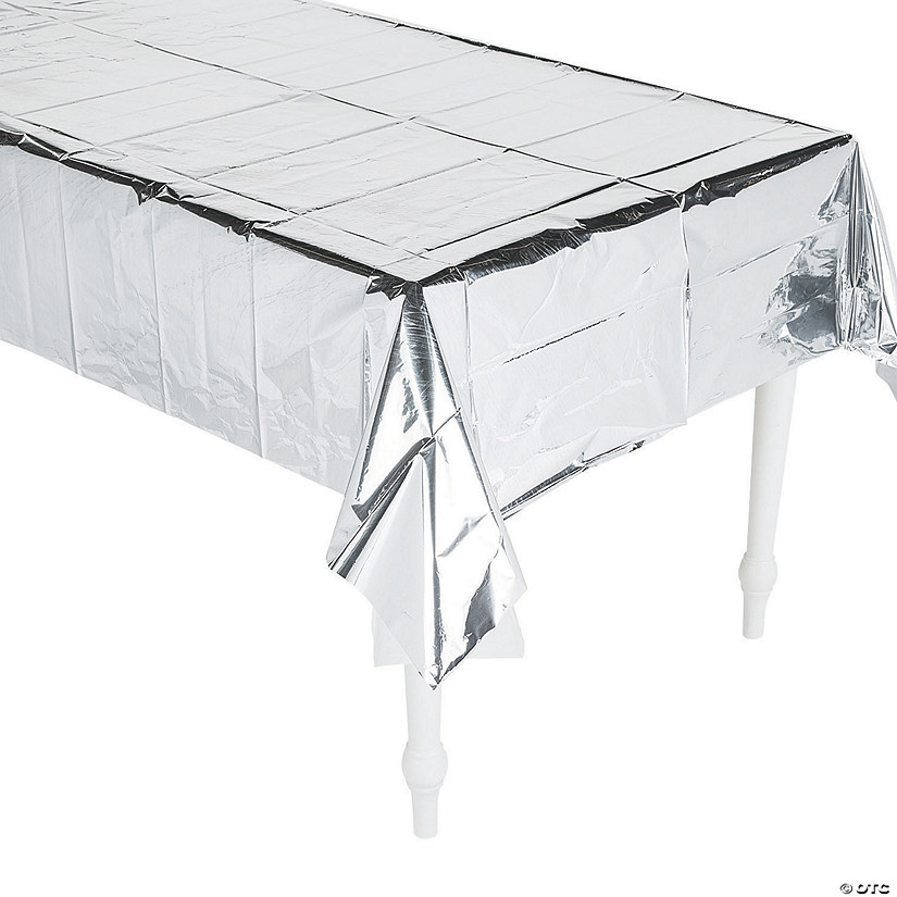 Shiny Metallic Silver Foil Tablecloth Oriental Trading