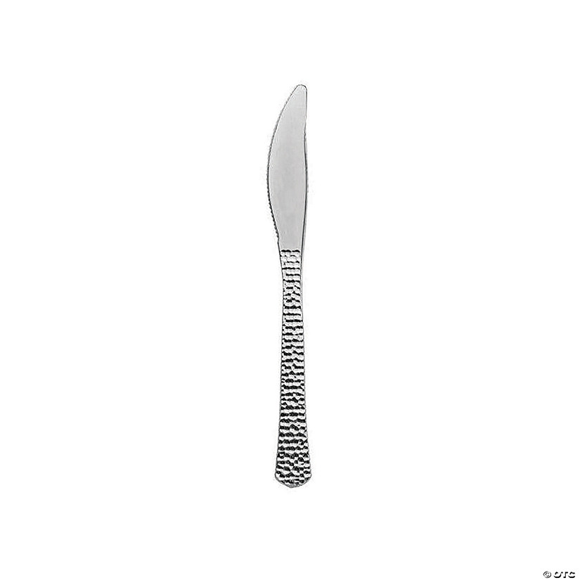 Shiny Metallic Silver Hammered Plastic Knives (1000 Knives) Image