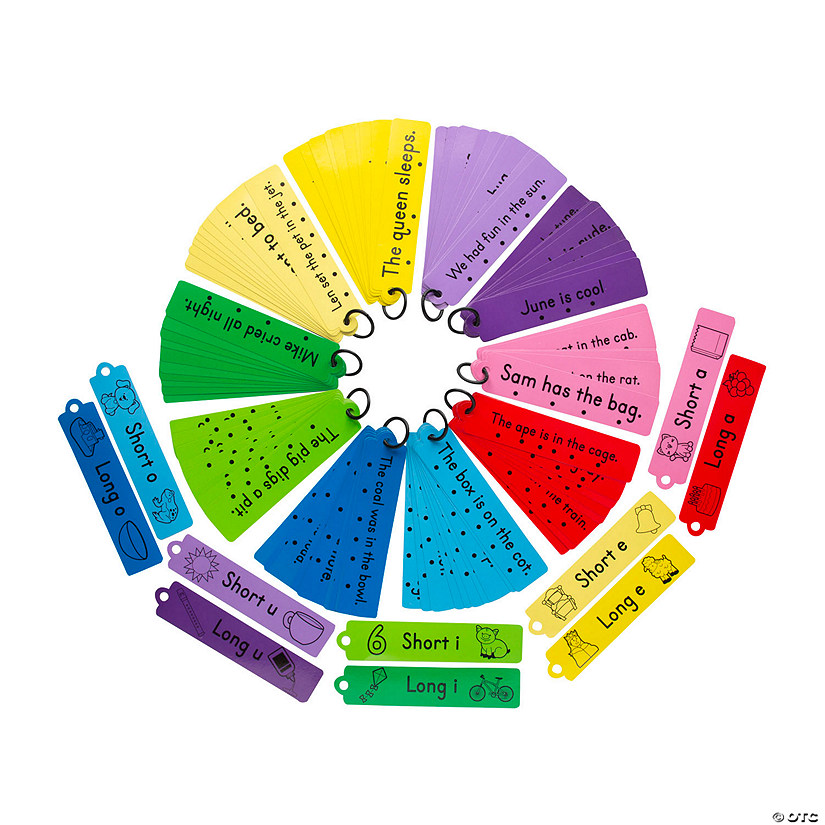 Short &amp; Long Vowel Flash Card Sets on a Ring - 10 Sets Image