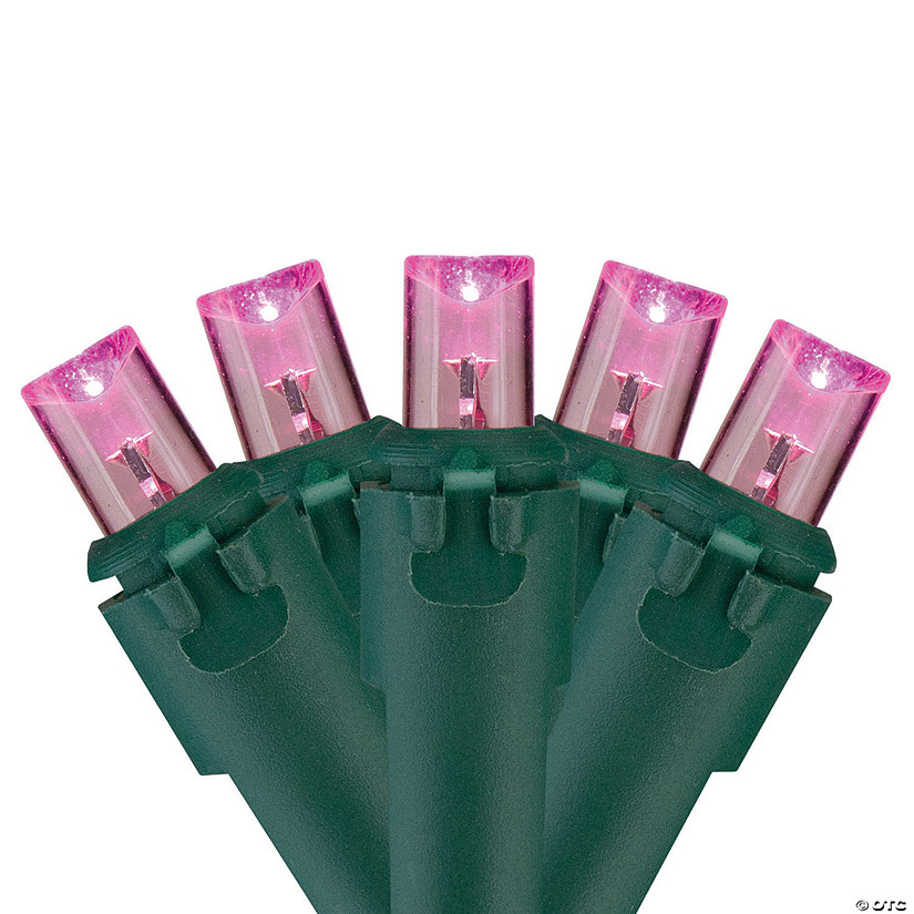 Sienna Pink LED Wide Angle Mini Christmas Lights - 19.5 ft Green Wire Image