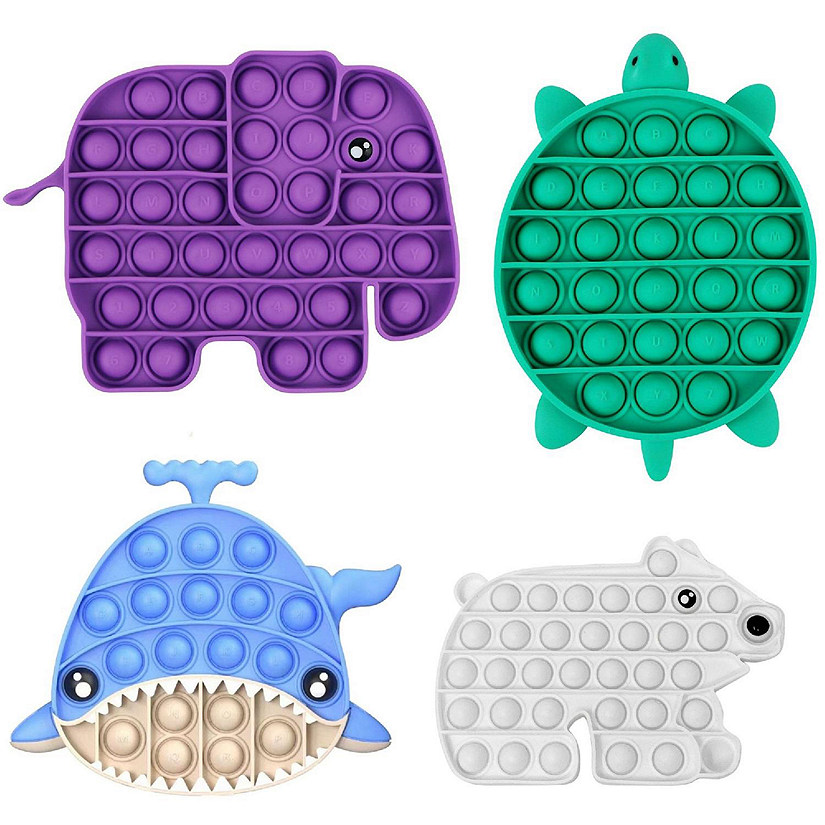 Silicone Fidget Toy: Turtle, Polar Bear, Elephant & Shark Image