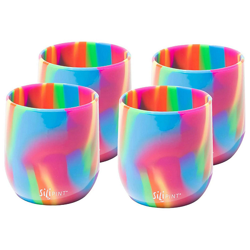 Silipint: Silicone 12Oz Stemless Wine Glasses: 4 Pack Hippie Hops Image