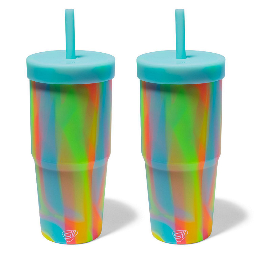 Silipint: Silicone 32Oz Straw Tumblers: 2 Pack Sugar Rush - Unbreakable Cup Image