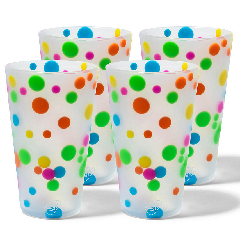 Silipint: Silicone Pint Glasses: 4 Pk - Polka Dots Image