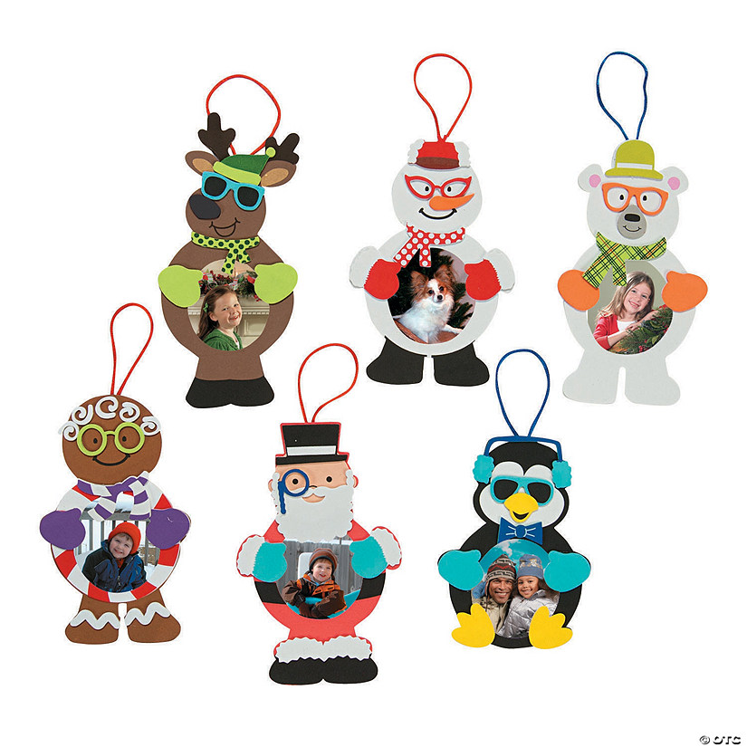 Silly Christmas Character Picture Frame Ornament Craft Kit - Makes 12 Image