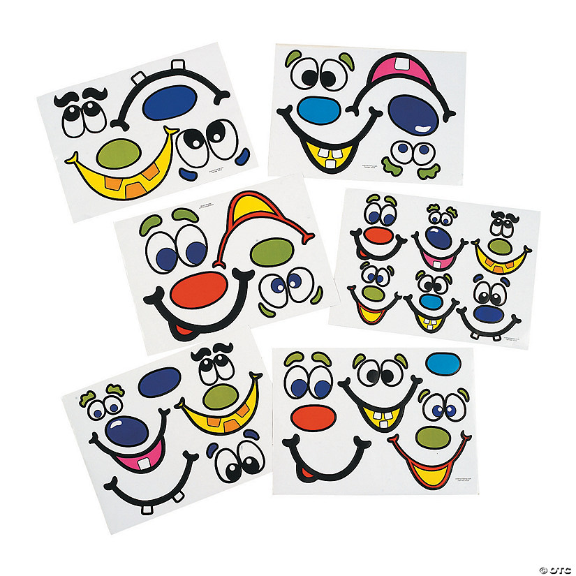 Silly Jack-O&amp;#8217;-Lantern Face Sticker Pumpkin Decorations - Makes 36 Image