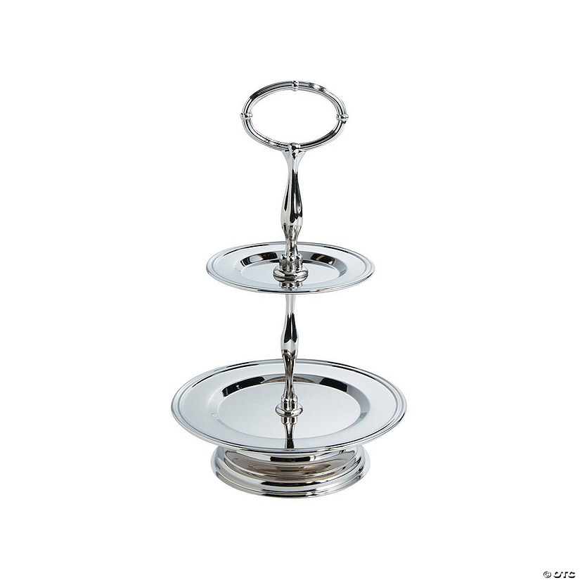 Silver 2-Tiered Serving Tray Image