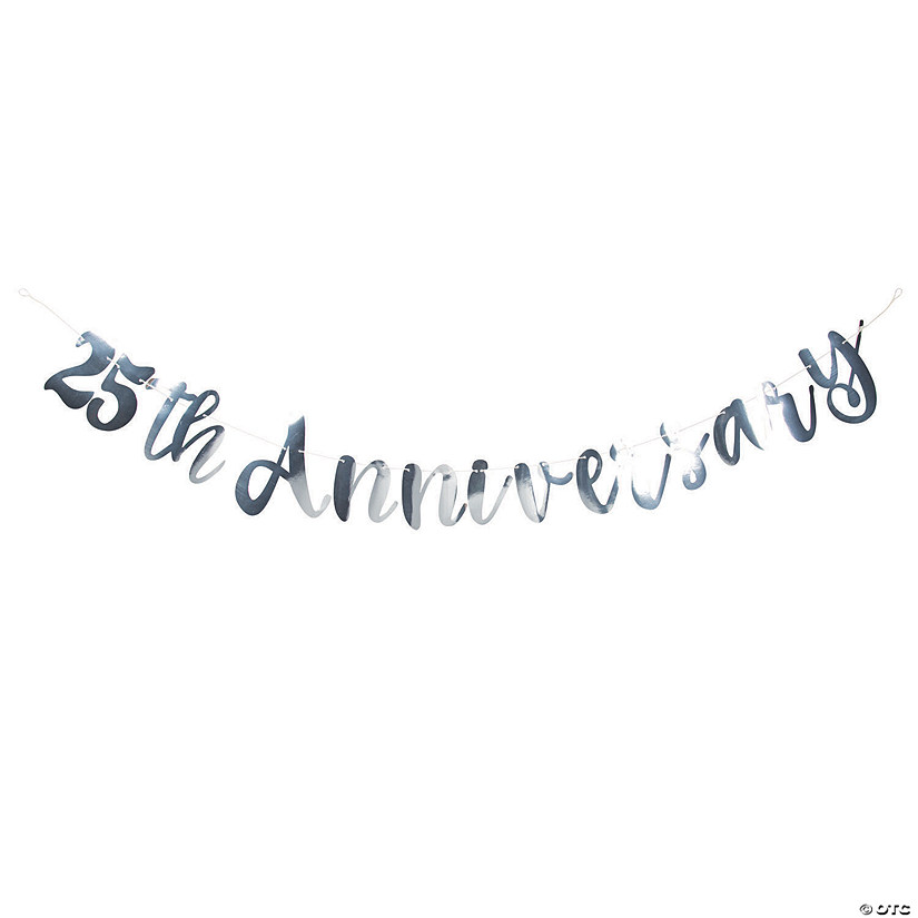 Silver 25th Anniversary Foil Script Banner Image
