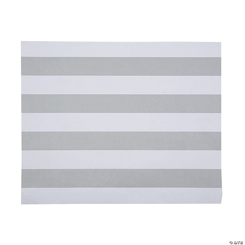 Silver &amp; White Stripe Paper Placemats Image