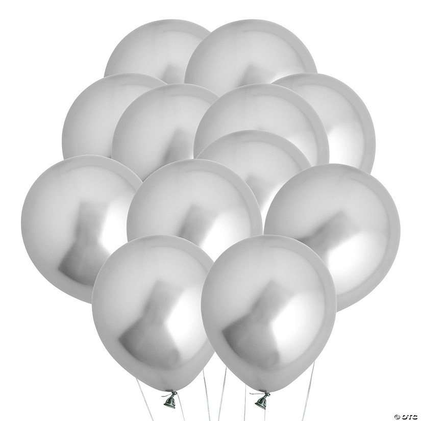 Silver Chrome 5" Latex Balloons - 24 Pc. Image