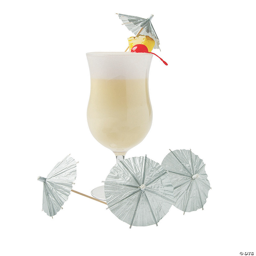 Silver Cocktail Umbrella Picks - 144 Pc. Image