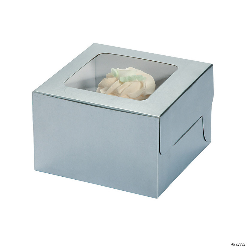 Silver Cupcake Boxes - 12 Pc. Image