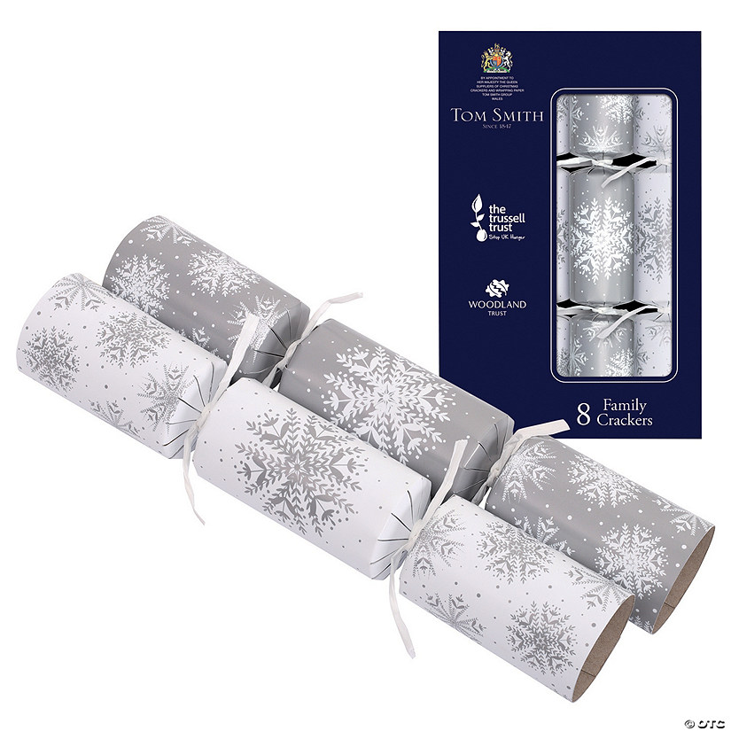 Silver Family Christmas Party Crackers - 8 Pc. Image