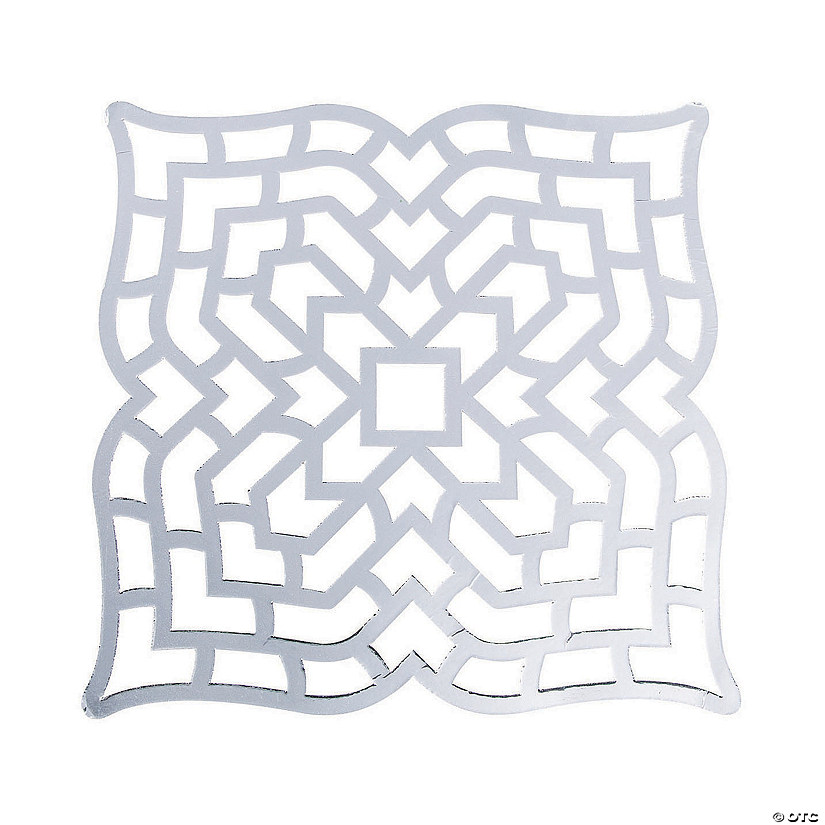 Silver Foil Laser-Cut Geometric Pattern Charger Placemats - 24 Pc. Image