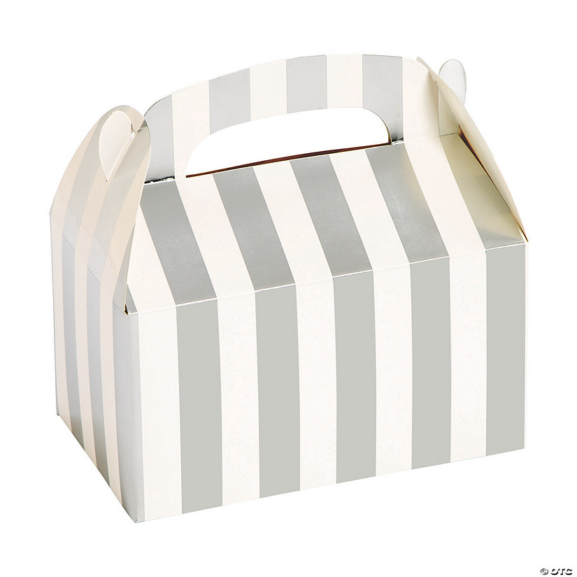 Silver Foil Striped Favor Boxes - 12 Pc. Image