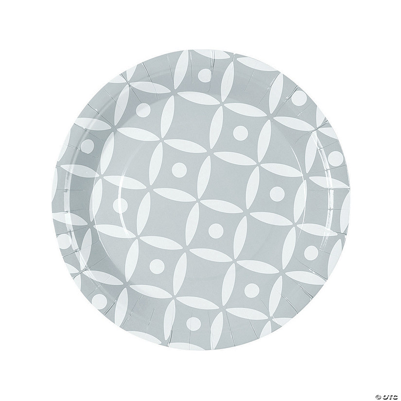 Silver Geometric Paper Dinner Plates - 8 Ct. Image