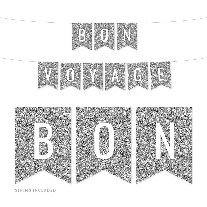 Silver Glitter Bon Voyage Pennant Image