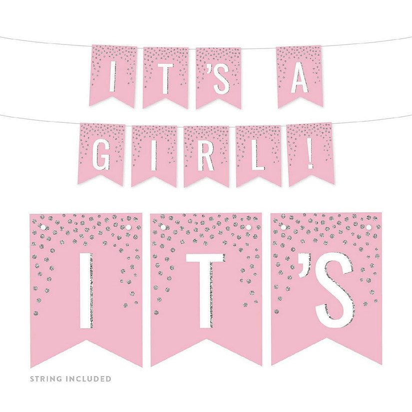 Silver Glitter Its a Boy Pennant - 4 x 5.5 Inch Image