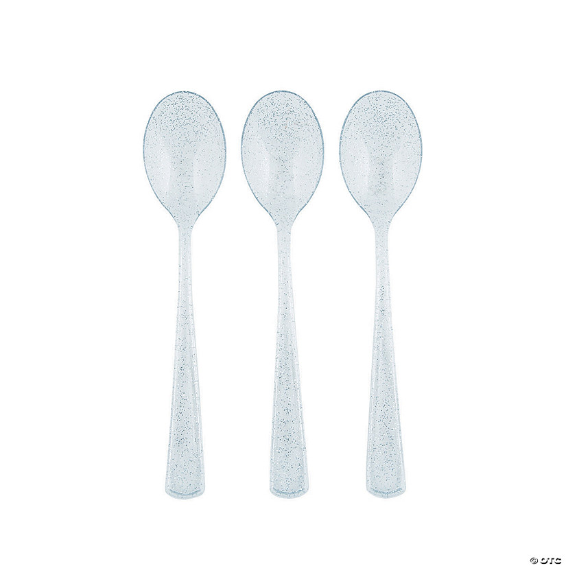 Silver Glitter Premium Plastic Spoons Discontinued