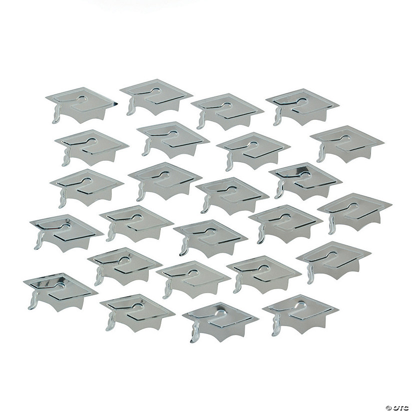 Silver Graduation Cap Confetti Image