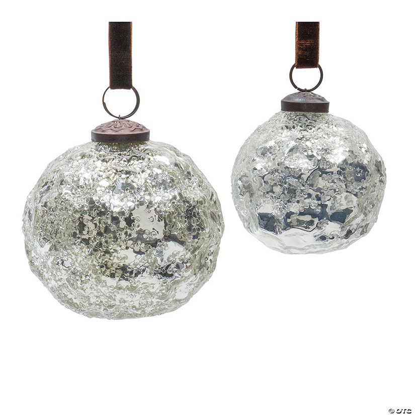 Silver Mercury Ball Ornament (Set Of 4) 3"D, 4"D Glass Image