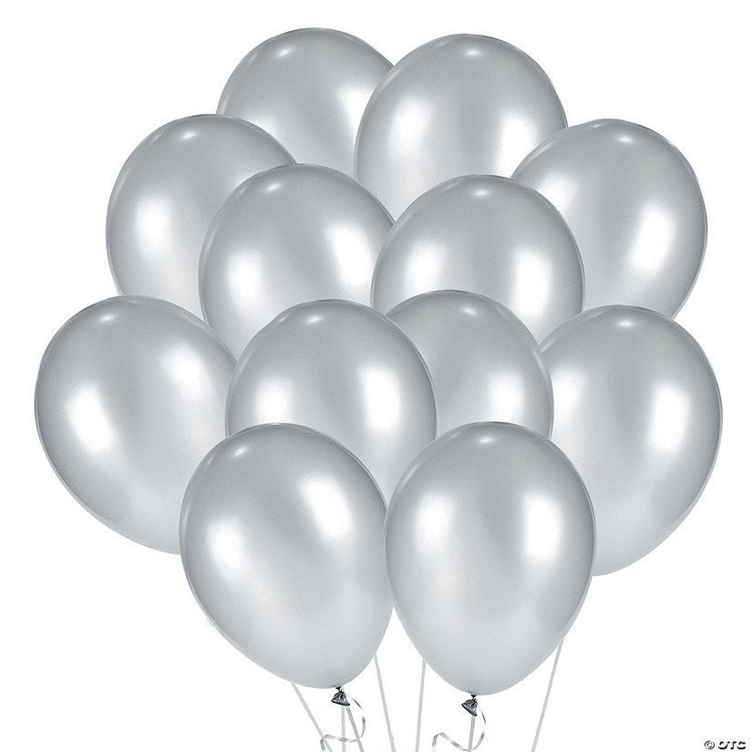 Silver Metallic 11" Latex Balloons - 24 Pc. Image