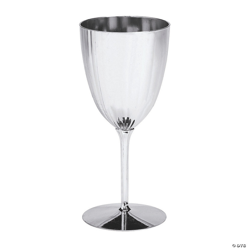 Silver Metallic Plastic Wine Glasses - 12 Ct. Image