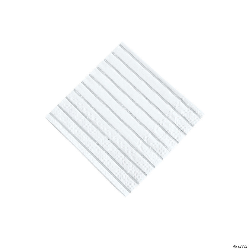 Silver Metallic Stripe Beverage Napkins - 32 Pc. Image