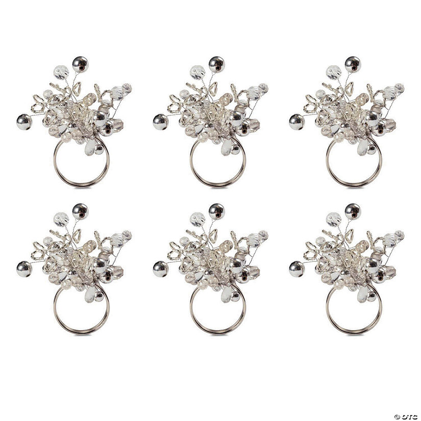 Silver Multi Bead Napkin Ring (Set Of 6) Image