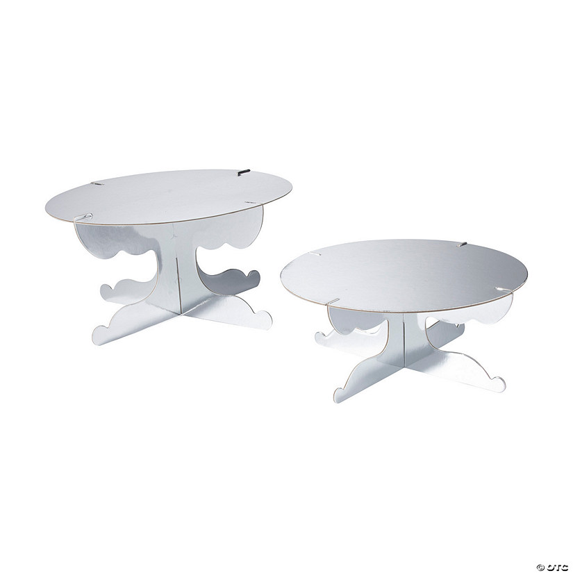 Silver Round Cardboard Cake Stands - 2 Pc. Image