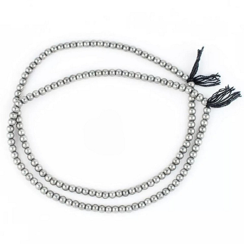 Silver Round Sphere Beads 6mm with Large Hole, 16" Strand Image