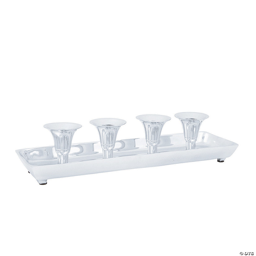 Silver Taper Candle Holder Tray Image