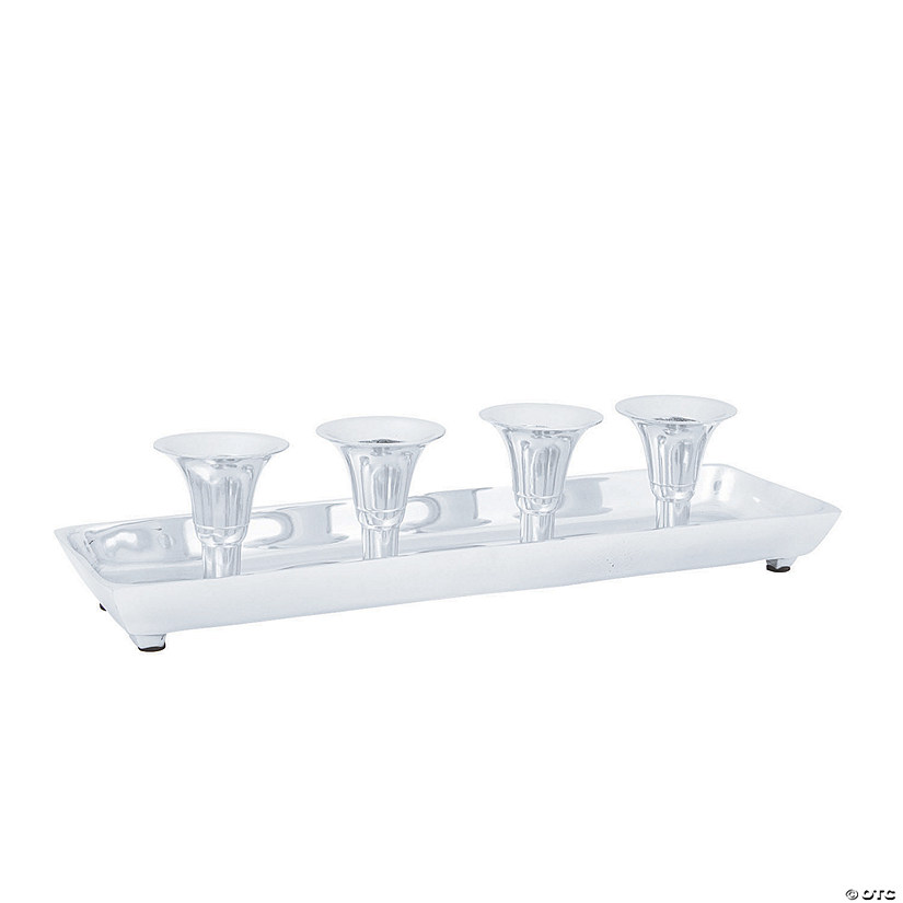 Silver Taper Candle Holder Tray Oriental Trading