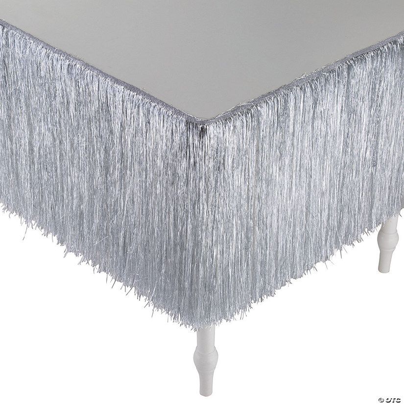 Silver Tinsel Table Skirt Image