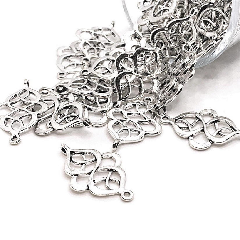 Silver Toned Chinese Knot Connector Charms - 20 pcs Image
