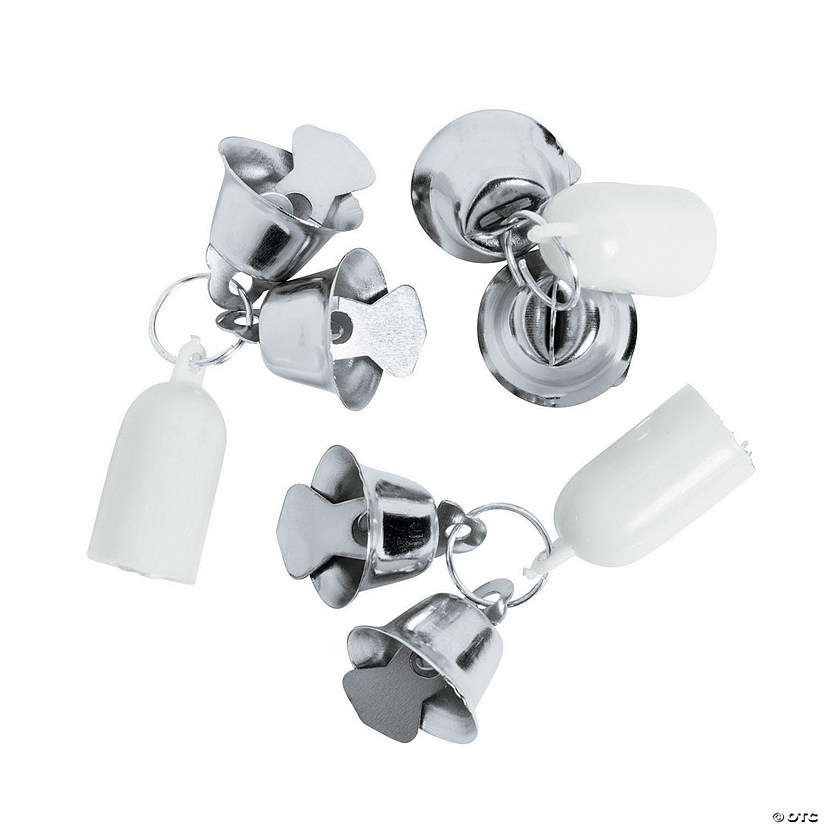 Silver Wedding Bell Pencil &amp; Ribbon Wand Caps - 24 Pc. Image