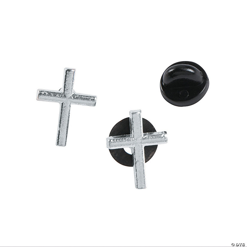 Silvertone Cross Pins - 12 Pc. Image