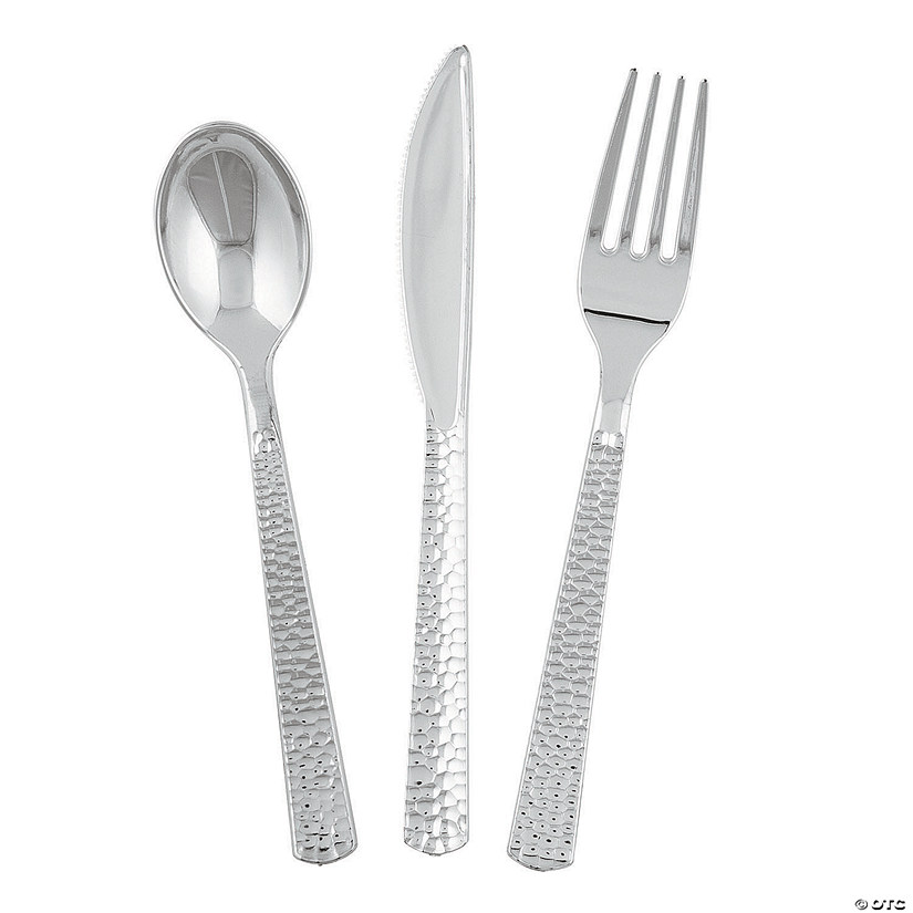 Silvertone Hammered Cutlery Set