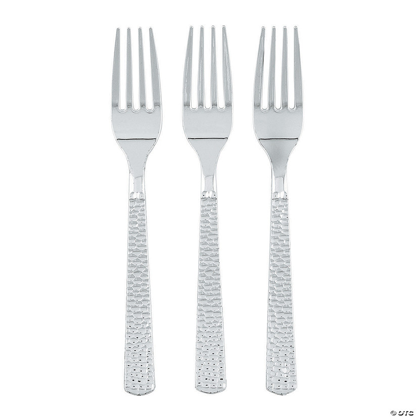 Silvertone Hammered Forks 24 Ct.