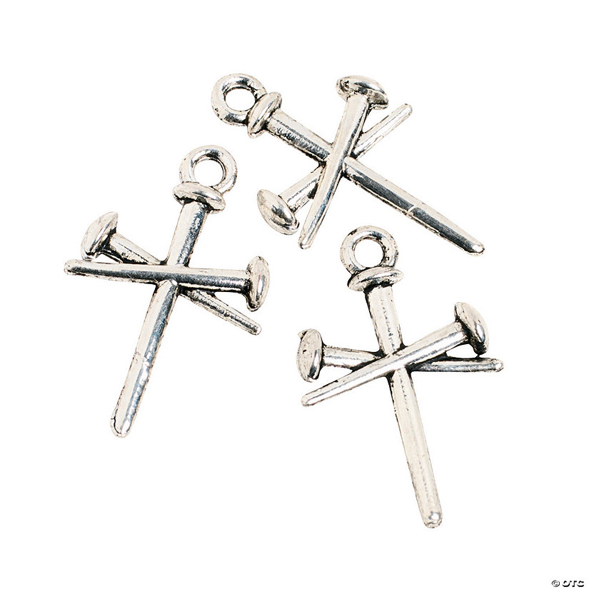 Silvertone Nail Cross Charms - Discontinued