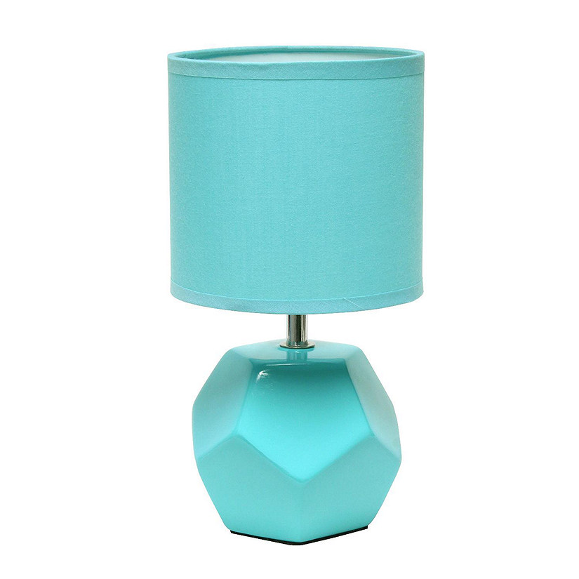 Simple Designs Round Prism Mini Table Lamp with Matching Fabric Shade Image